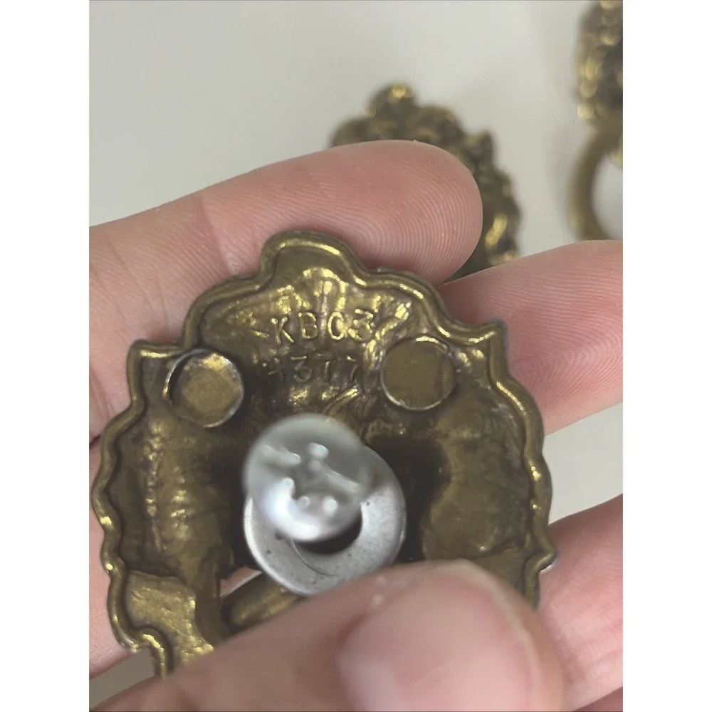 Set of 6 Solid Brass Lion Head Drawer Pulls Ring Handles Cabinet Hardware VNTG